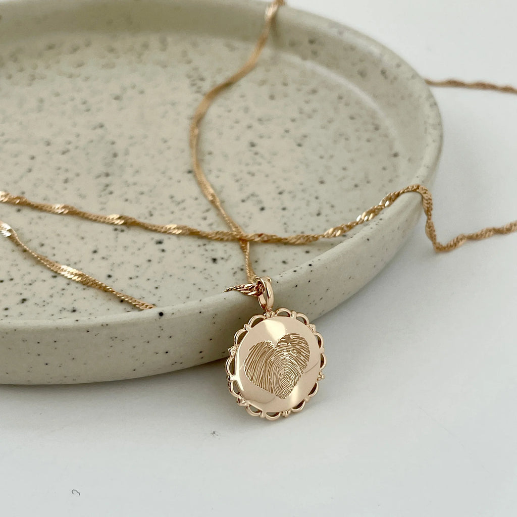 Le Collier Dentelé - 1 Empreinte Digitale Coeur
