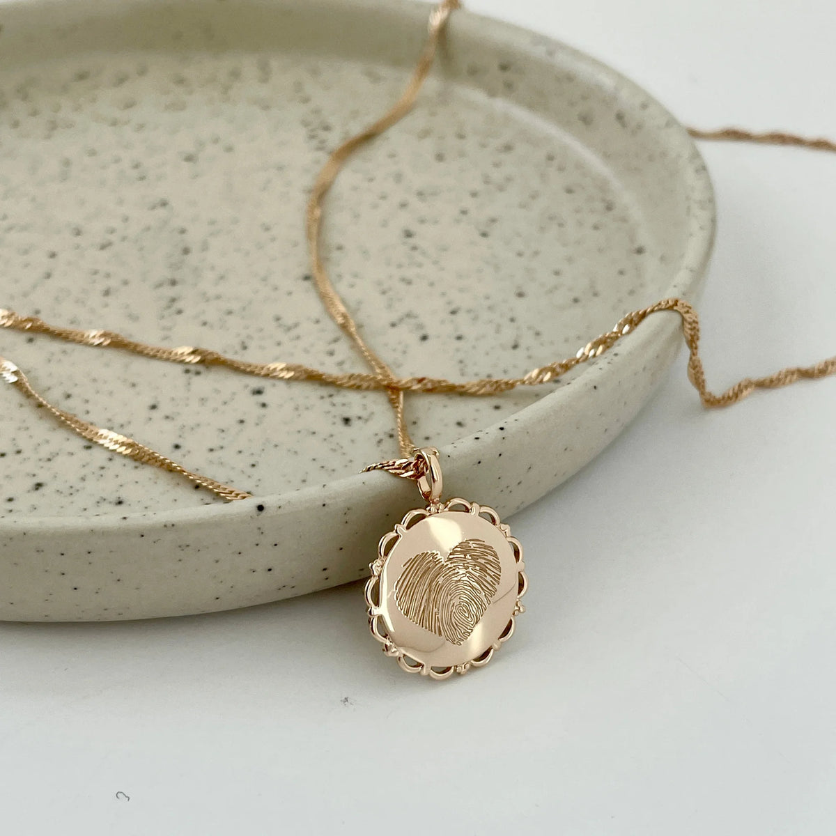 Le Collier Dentelé - 1 Empreinte Digitale Coeur