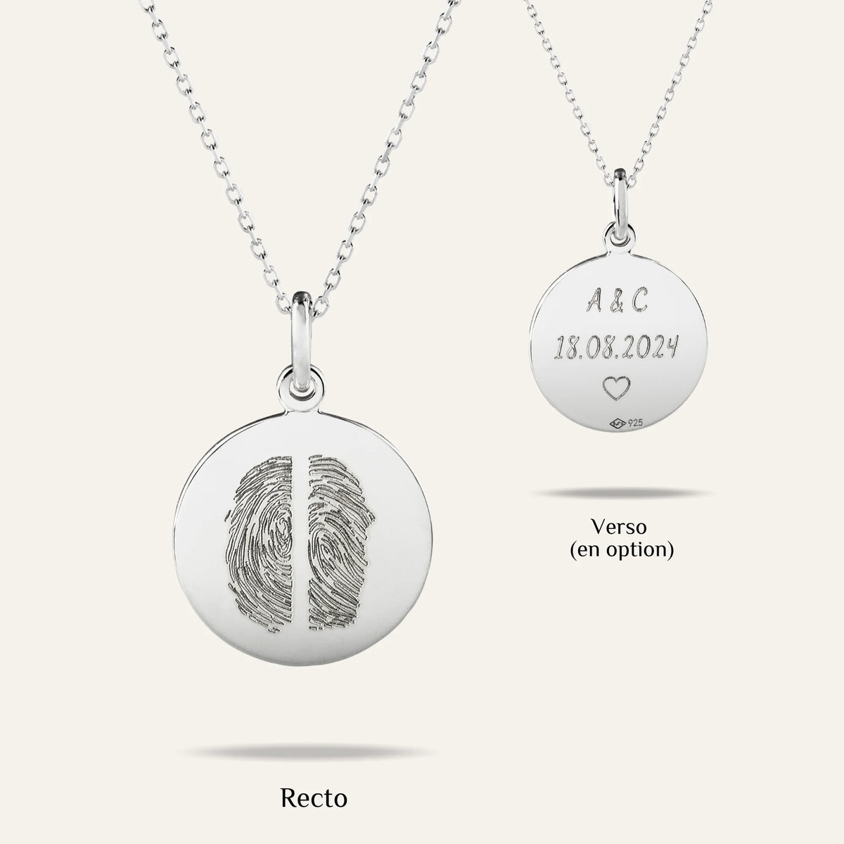 Le Collier Original - 2 Empreintes Digitales