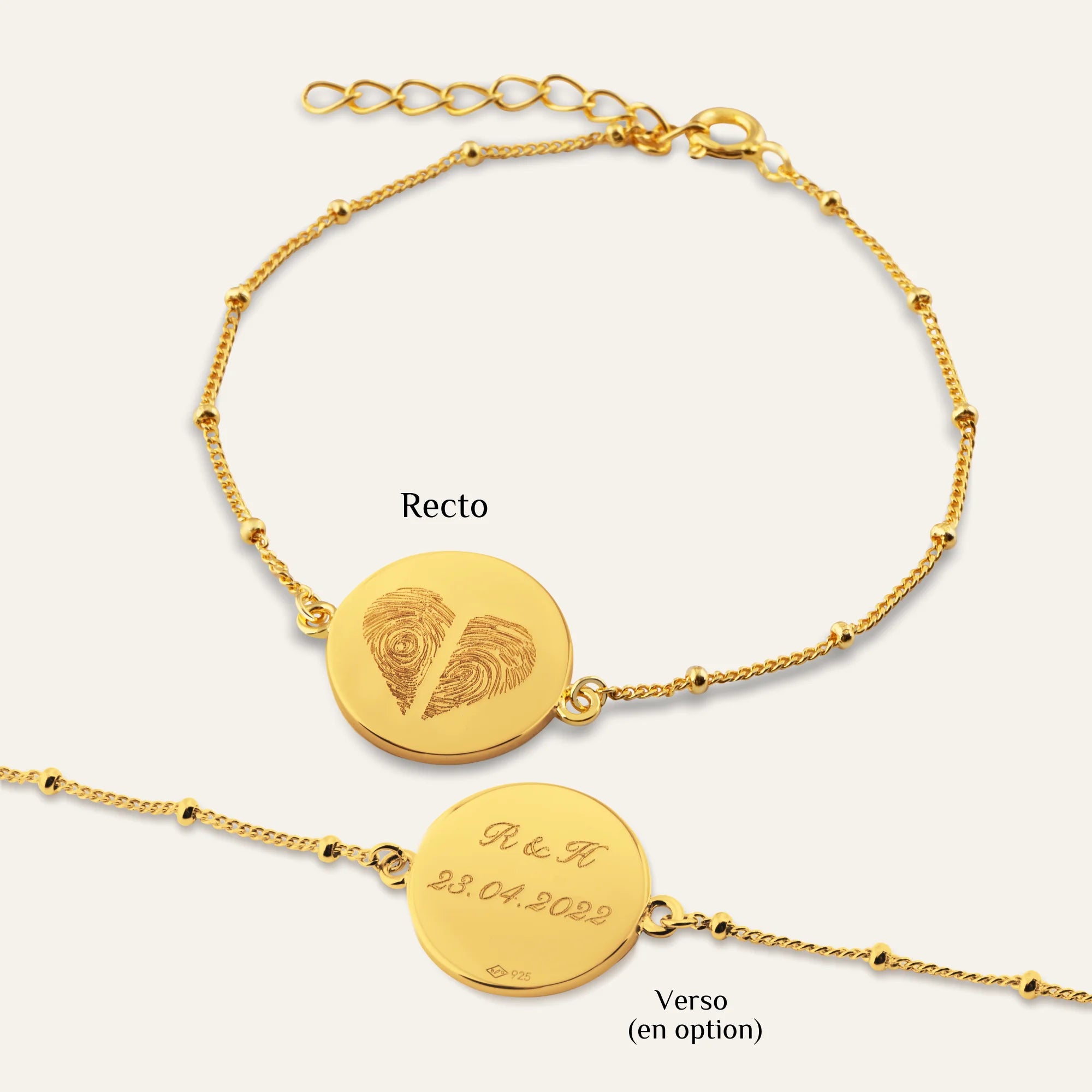 Le Bracelet Original - 2 Empreintes Digitales Coeur