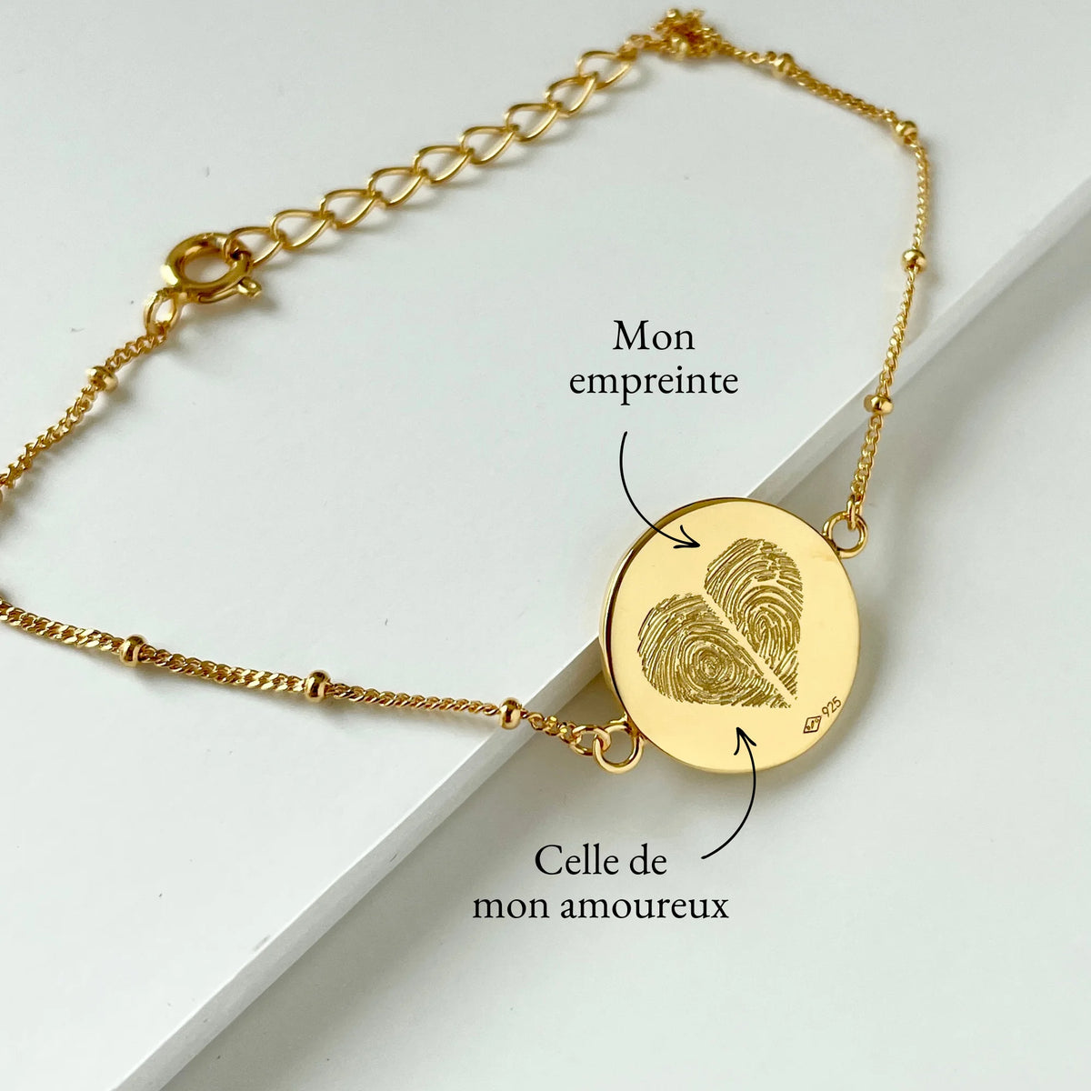 Le Bracelet Original - 2 Empreintes Digitales Coeur