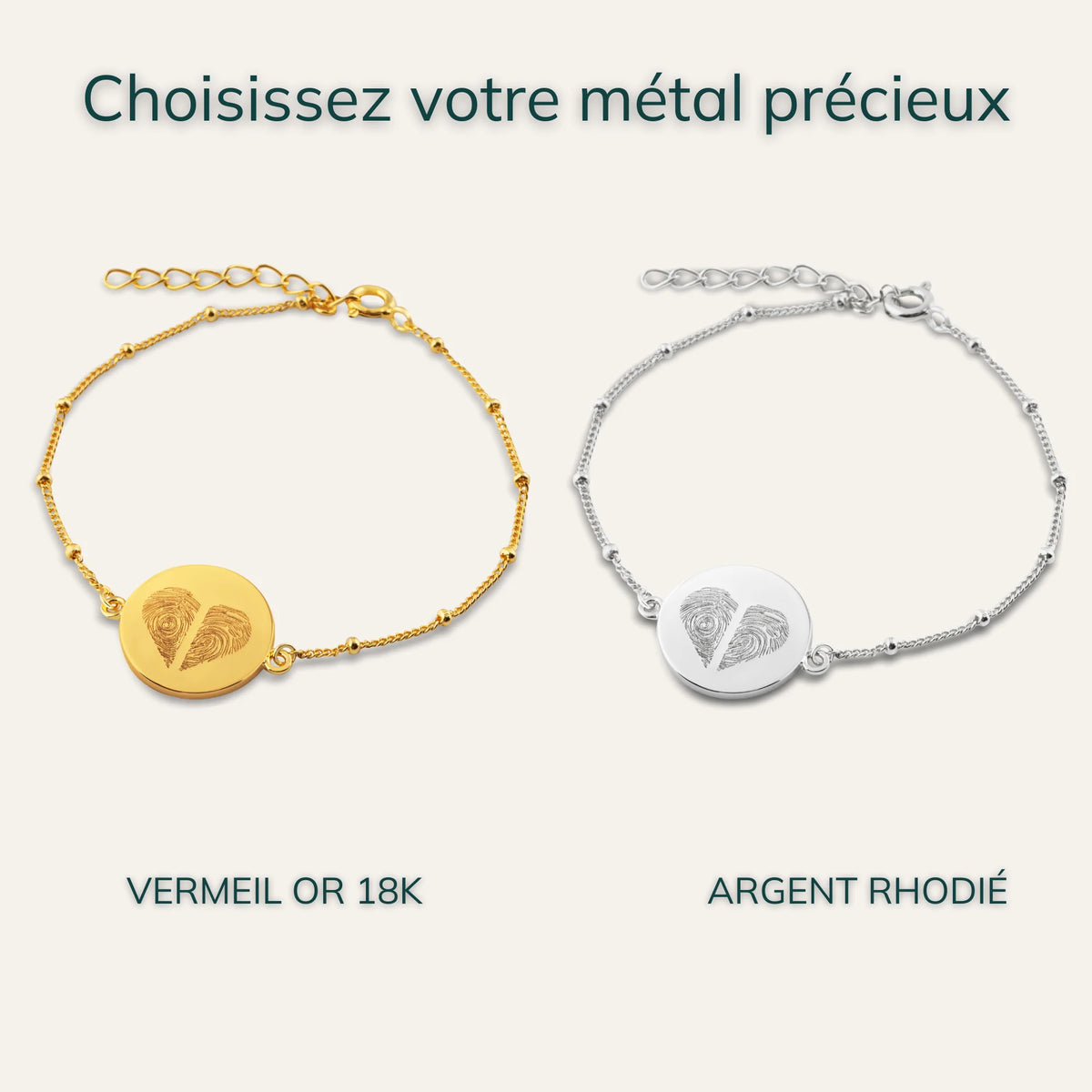 Le Bracelet Original - 2 Empreintes Digitales Coeur