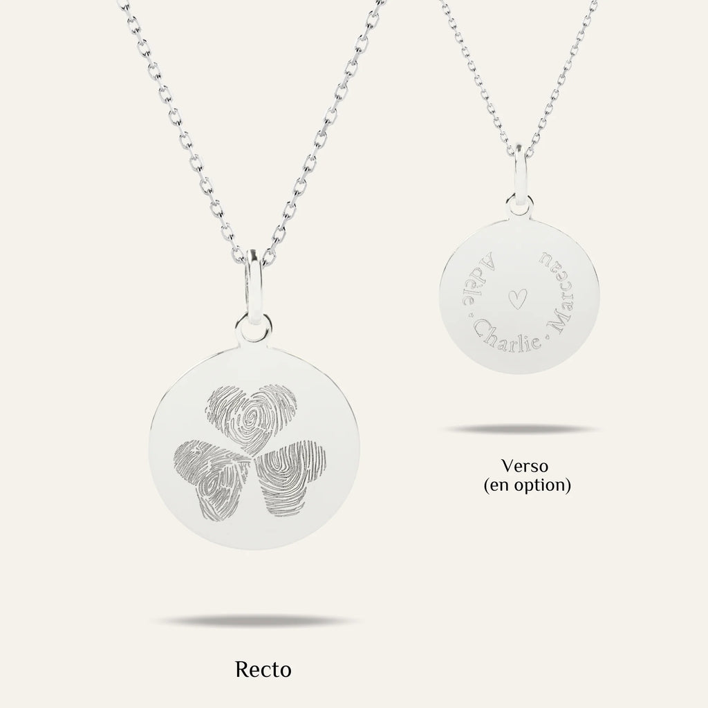 Le Collier Original - 3 Empreintes Digitales Coeur