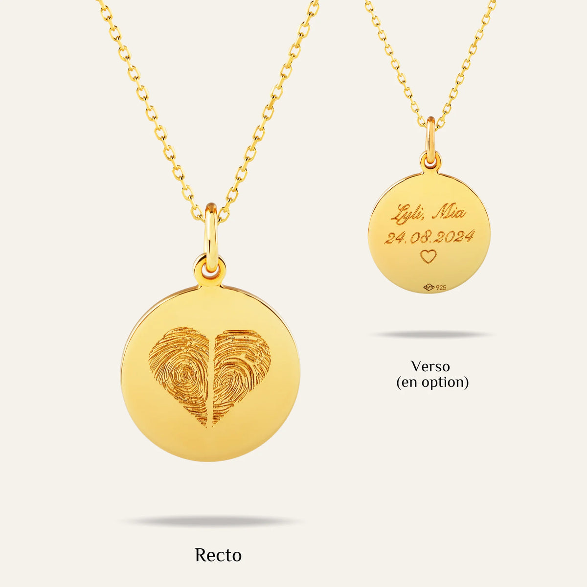 Le Collier Original - 2 Empreintes Digitales Coeur