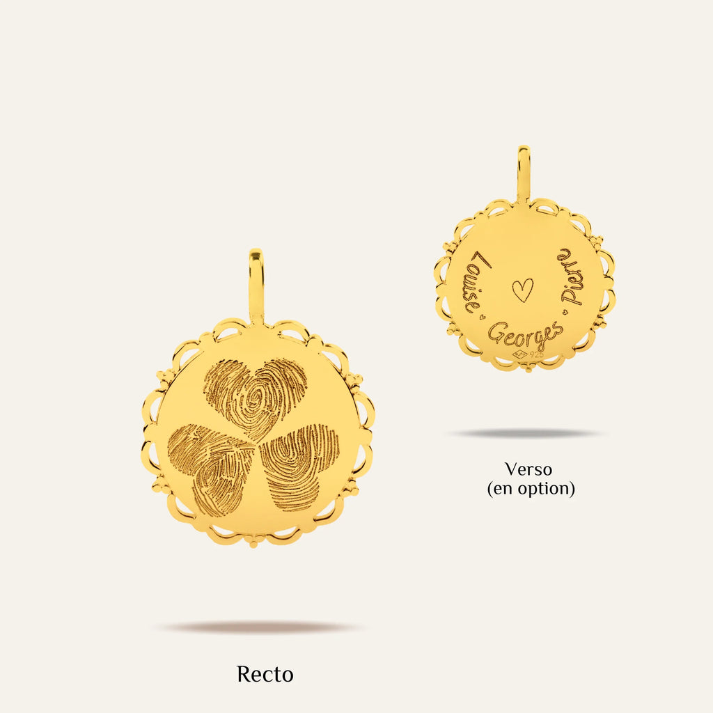 La Médaille Dentelée - 3 Empreintes Digitales Coeur