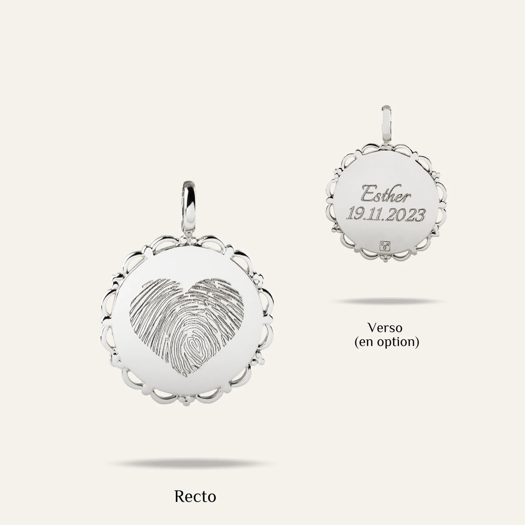 La Médaille Dentelée - 1 Empreinte Digitale Coeur
