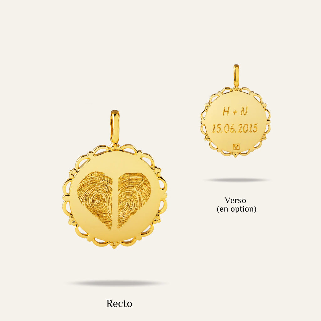 La Médaille Dentelée - 2 Empreintes Digitales Coeur