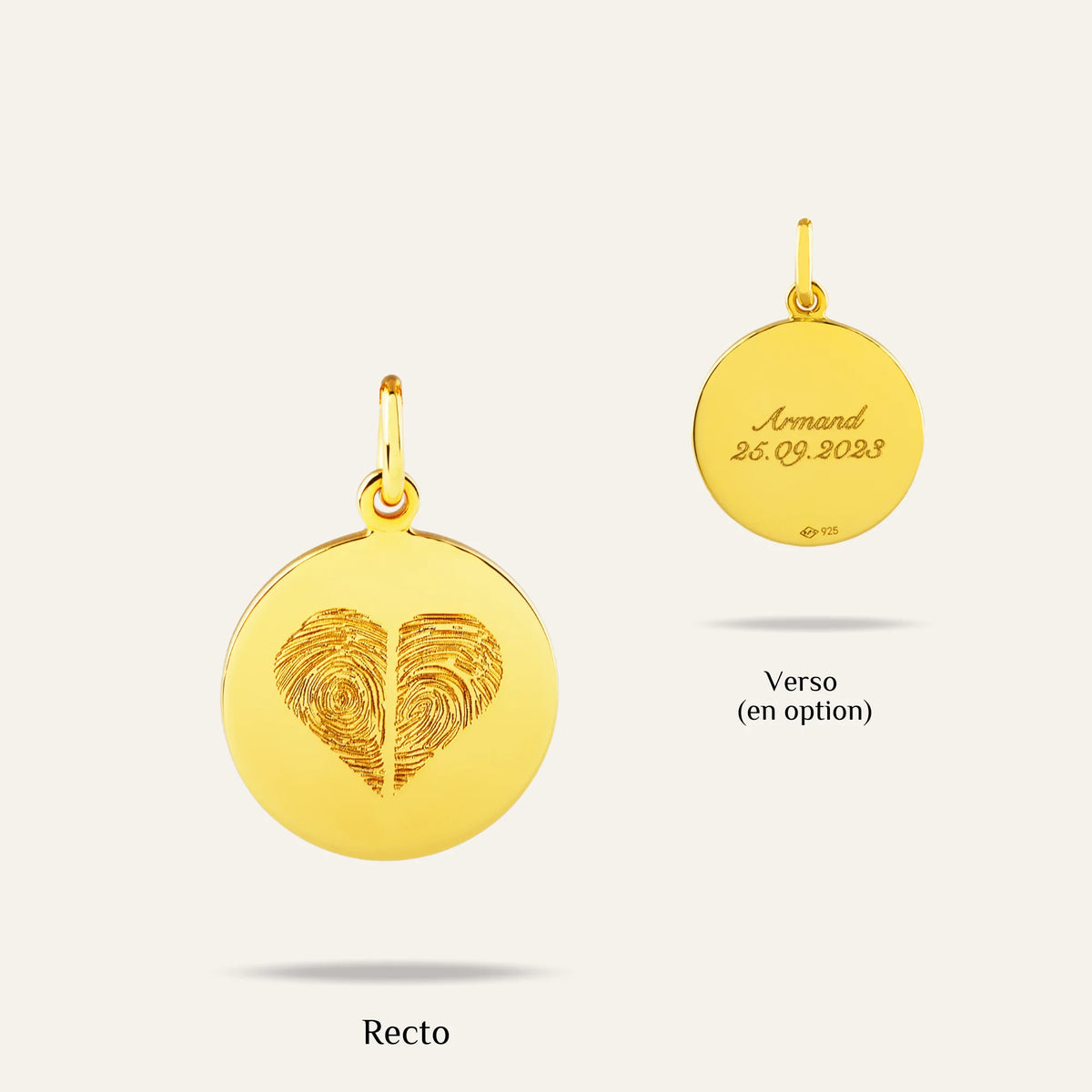 La Médaille Originale - 2 Empreintes Digitales Coeur