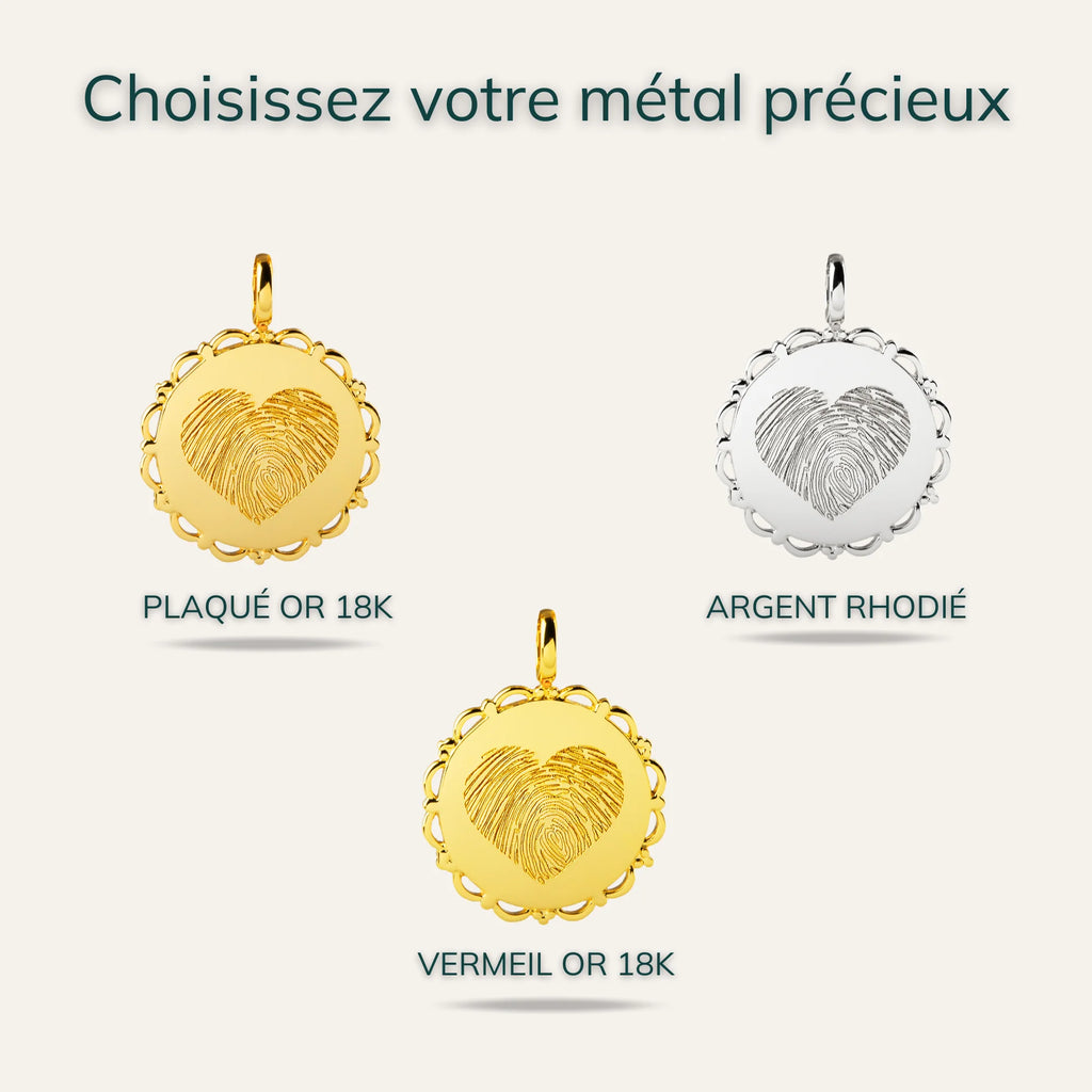 Le Collier Dentelé - 1 Empreinte Digitale Coeur