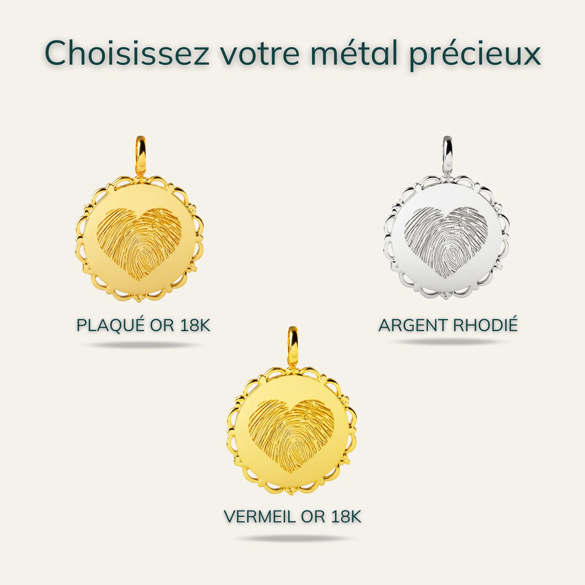 Le Collier Dentelé - 1 Empreinte Digitale Coeur