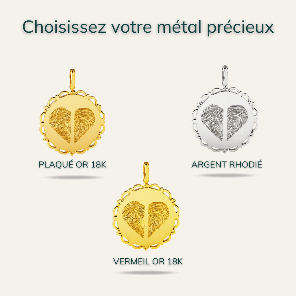 La Médaille Dentelée - 2 Empreintes Digitales Coeur