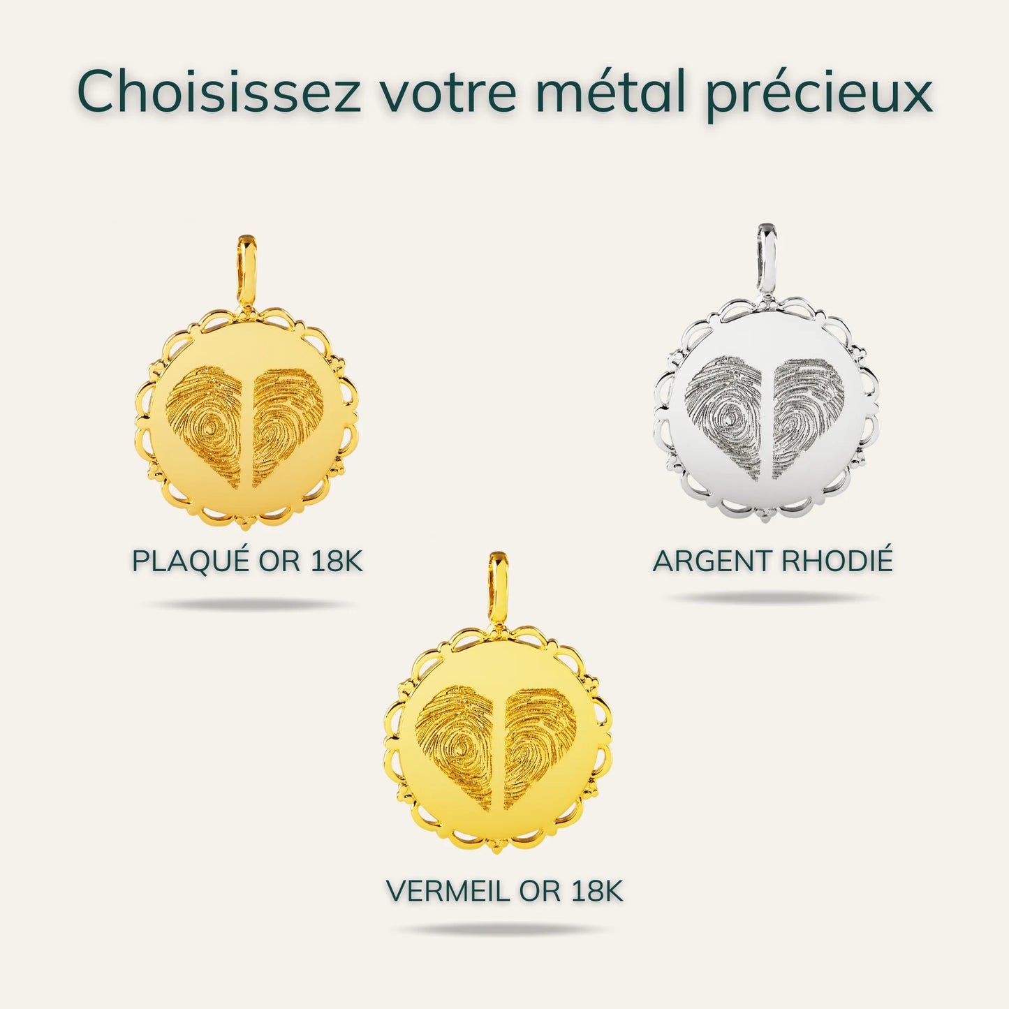 Le Collier Dentelé - 2 Empreintes Digitales Coeur