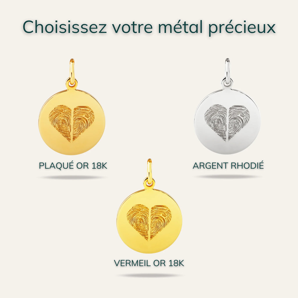 Le Collier Original - 2 Empreintes Digitales Coeur