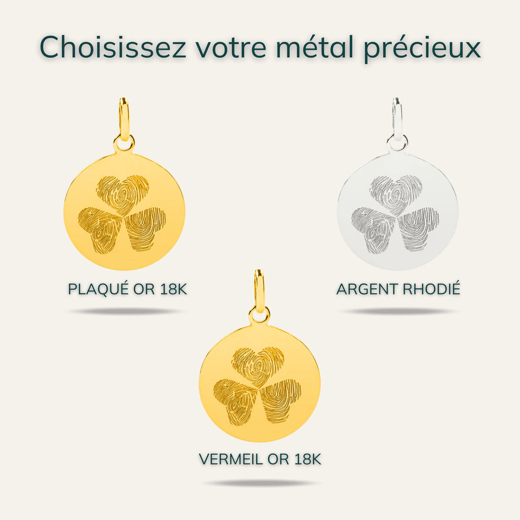 Le Collier Original - 3 Empreintes Digitales Coeur