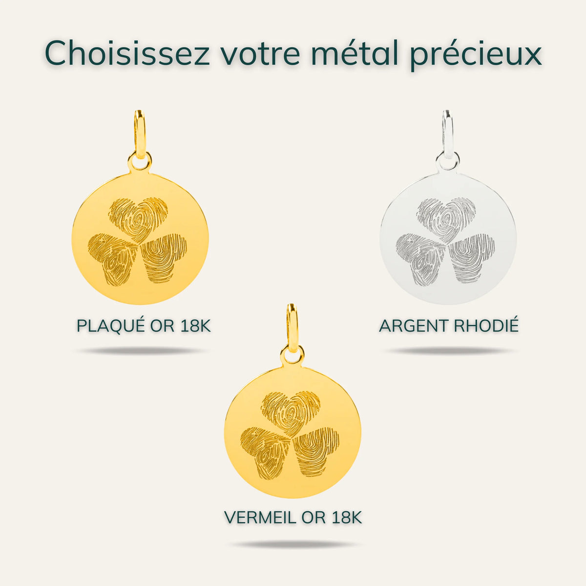 Le Collier Original - 3 Empreintes Digitales Coeur