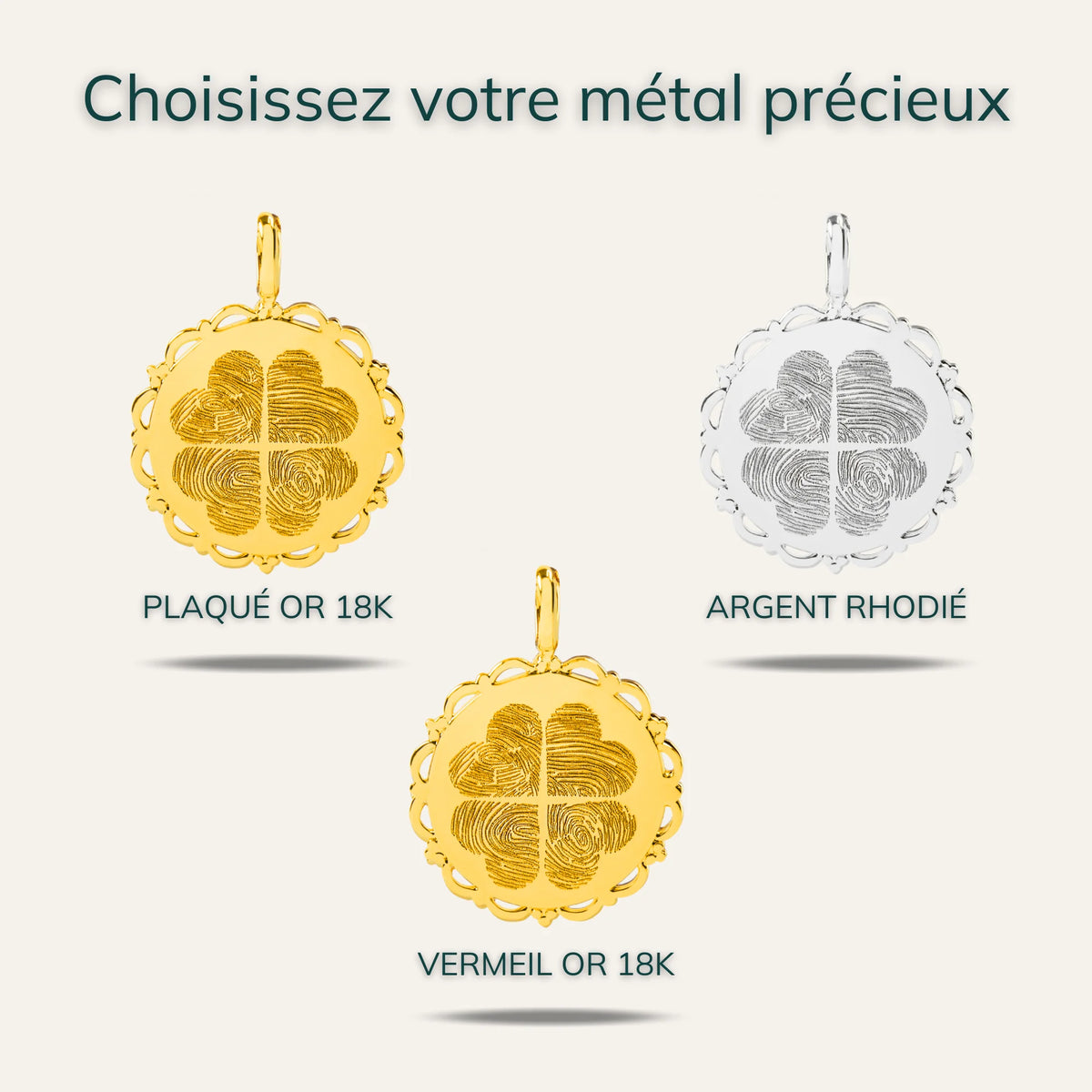 La Médaille Dentelée - 4 Empreintes Digitales Coeur