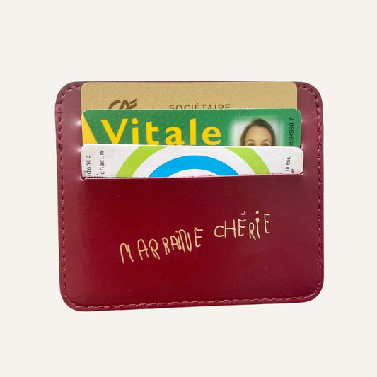 Porte-cartes personnalisé - Bordeaux lisse
